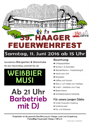 Feuerwehrfest 2016 Plakat